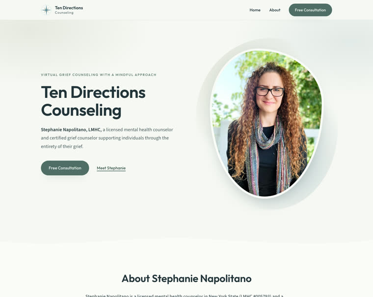 Preview of Option B, a soft organic design with sage greens and rounded shapes