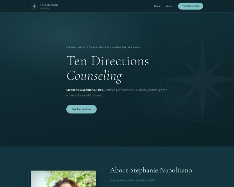 Preview of Option C, a dusk-toned design in deep teal with elegant serif type